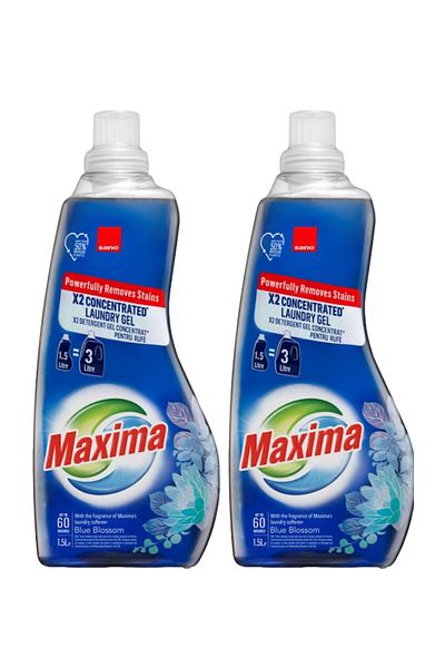 Sano Maxima Blue Blossom Concentrated Laundry Gel Detergent, 60 Washes, 1.5 L X2pcs