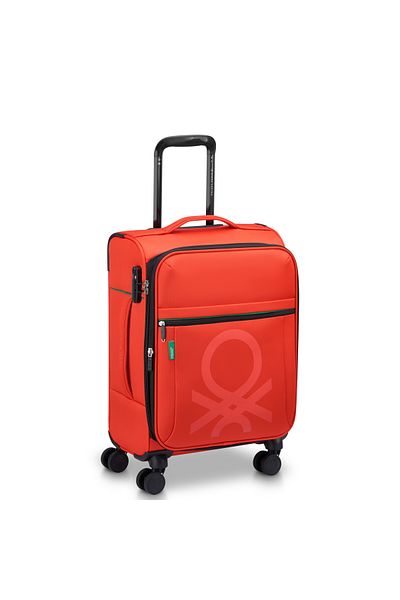 United Colors of Benetton Color Block Softside 55cm 4 Double Wheel Expandable Cabin Luggage Trolley Red