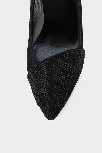 Capone Outfitters Nora Damen-Schuhe mit spitzem Zehenbereich, Mesh und Stein, mittlerer Absatz