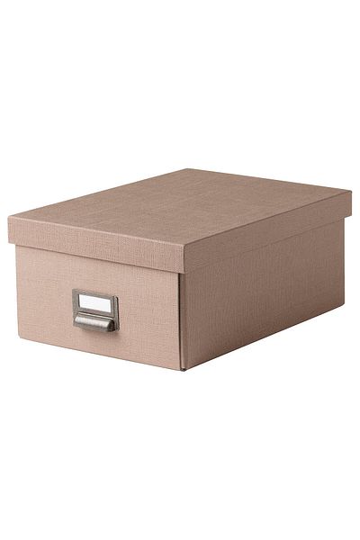 IKEA TJOG Storage box with lid, dark beige