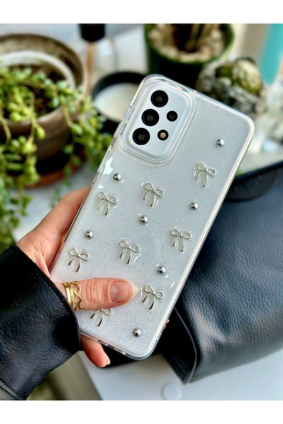 Go Aksesuar جراب سيليكون متوافق مع Galaxy A23 ثلاثي الأبعاد بتصميم عقدة لعبة صغيرة