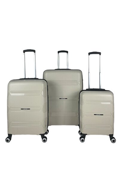 SADDLEBAG Lucas Pp Seyehat Valizi Kırılmaz Bavul Makyaj'lı 4 Lü Set Takım