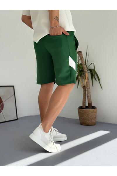 Combineman35 Green White Scuba Pocket Segmented Back Pocket Zip Shorts