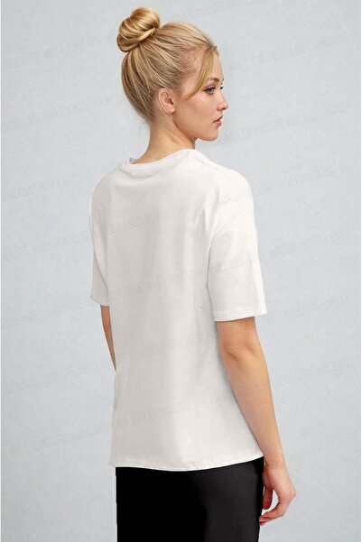 Millionaire Women's Ecru White Paris Regular Fit Regular Fit T-Shirt