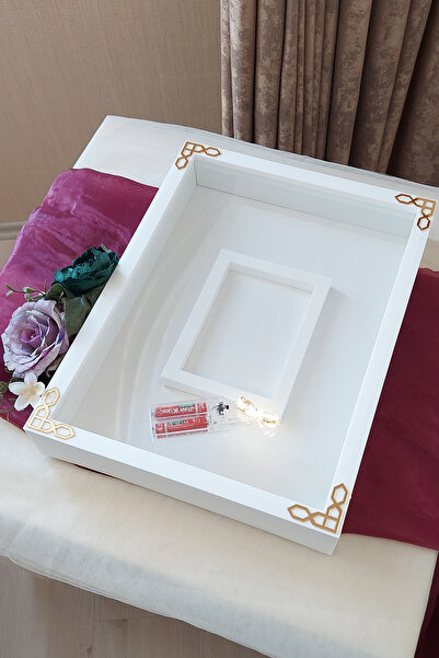 Verda Çerçeve 30x40 Cm Ledli Beyaz-klasik(GOLD) Fotoğraf Bölümlü Tasarım Gül ...