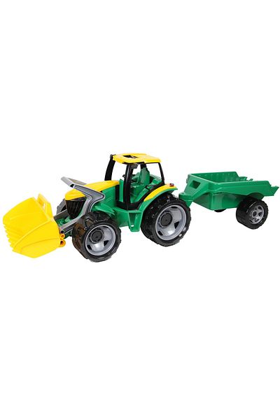 LENA Agricultural toy tractor with trailer and functional bucket, Gigant, Lena, 110cm, plastic