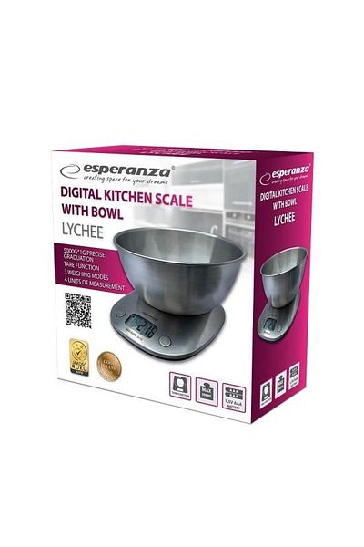 ESPERANZA Cantar de bucatarie electronic cu bol Esperanza EKS008, 2 L, Greutate maxima 5 kg, 1g