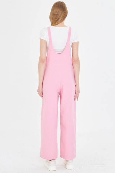 armonika Women's Pink Pocket Wide Leg Gardener Overalls Arm-25Y 001043