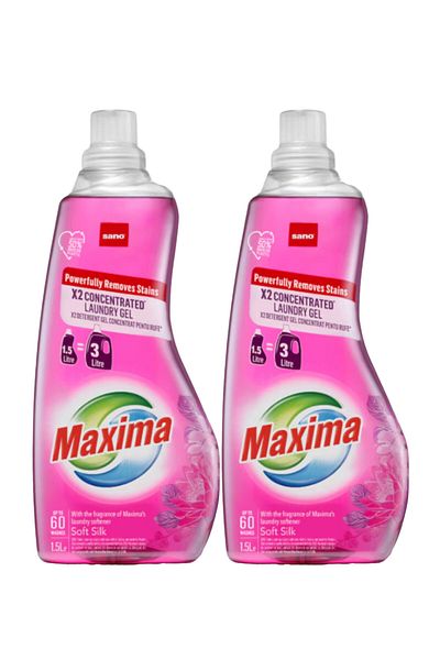 Sano Gel Maxima, Concentrated Laundry Detergent 1.5 Liters, Soft Silk X2pcs