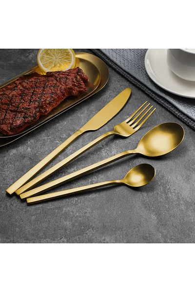 VAV GET 16-Piece Flatware Cutlery Set Service for 4 People, Elegant & Durable Design, Gold.