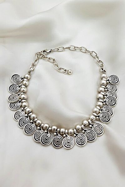 PETEK AKSESUAR Bohemian Ethnic Silver Plated Anklet Ellipse