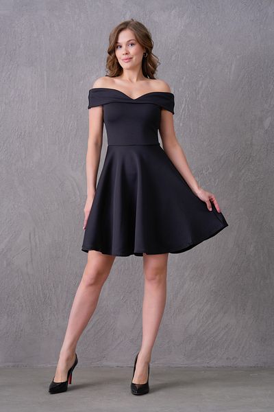 lovebox Flexible Scuba Fabric Low-cut Kiss Collar Μαύρο Μίνι Φόρεμα αρραβώνων 019