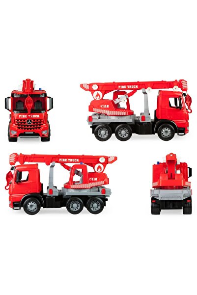 LENA Masina camion macara Pompieri Mercedes Arocs Gigant, Lena, rosie, 72 cm, din plastic