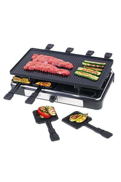 adler Gratar electric Adler Raclette AD 6616, 1400 W, 8 persoane, 42x23 cm (Negru)