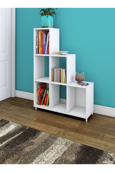 pilati Ladder Shape Decorative Shelf Holder for Living Room and Home, White