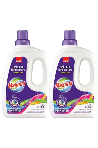 Sano Maxima Mix&wash Concentrated Laundry Gel Detergent, 60 Washes, 3 L X2pcs