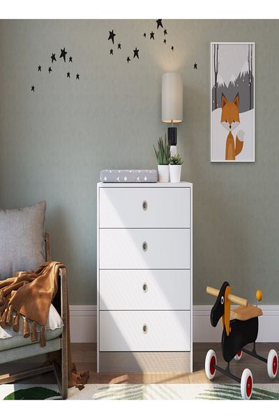 Art In Móveis 4 Drawer Sideboard for Bedroom and Home, White