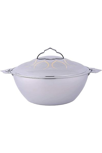 ALSAIF Stainless Steel Circular Hot Pot Pradeep Afnan By Al Saif, Silver, 2000 ml