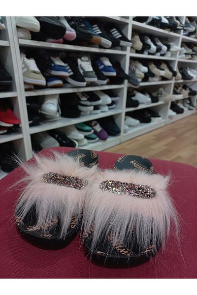 emin kundura Full Orthopedic Women's Slippers with Feather Detail
