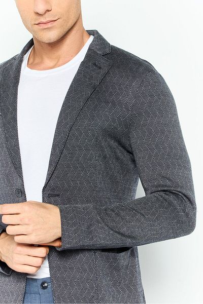 Emporio Armani Men Regular Fit Abstract Formal Blazer, Charcoal