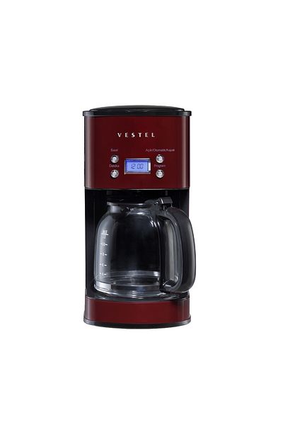 Vestel Retro Claret Red Filter Coffee Machine 1000w 12 Cup Capacity