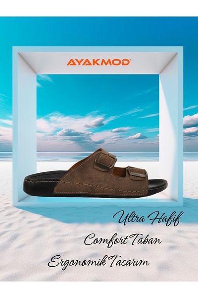 AYAKMOD Ανδρικές καλοκαιρινές παντόφλες Mink Light Άνετες 80-955 M