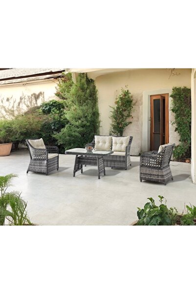 Gardenista Floray - Rattan Bahçe Balkon Çay Takımı