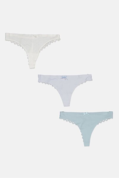 Bebe سراويل داخلية نسائية من 3 قطع بخيوط مزخرفة، متعددة الألوان