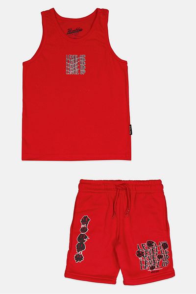 Brooklyn Toddlers Boy 2 Pieces Graphic Print T-shirt And Shorts Set, Red