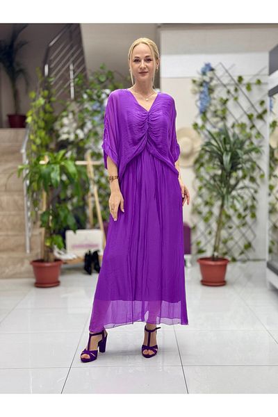 Punta Otantik Purple Italian Silk Dress Nc22180