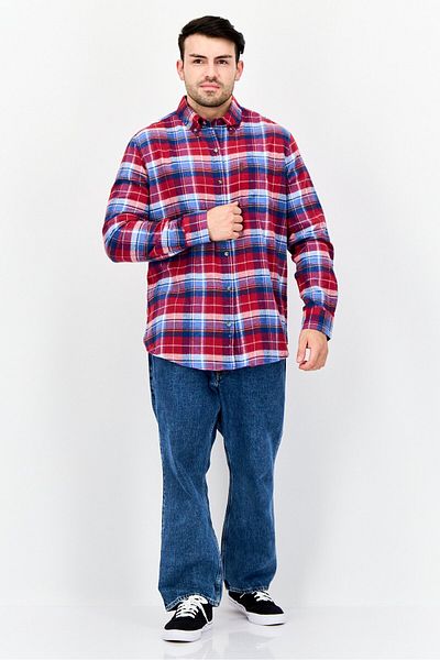 Chaps Men Regular Fit Plaid Long Sleeve Casual Shirt, Multicolor