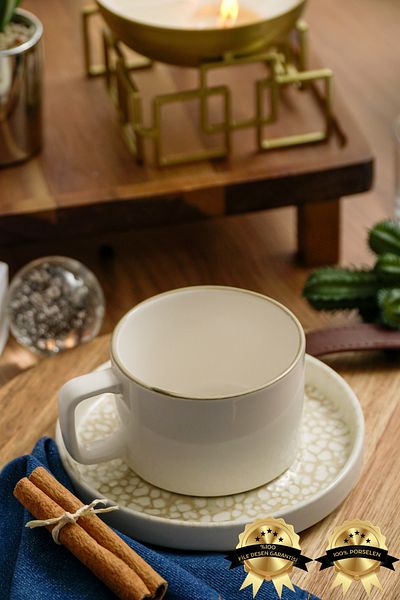 Heda Porselen 230 ml Tea Cup Set - 4 Pieces, 2 Persons, Side Porcelain