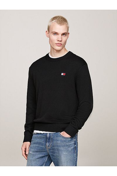 Tommy Hilfiger Ανδρικό μάλλινο πουλόβερ Tommy Badge - Μαύρο