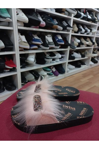 emin kundura Full Orthopedic Women's Slippers with Feather Detail