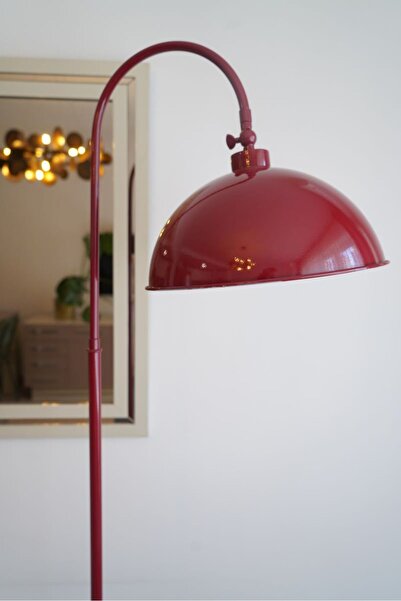 retro home design Bordo Renkli İçi Beyaz Oynar Başlıklı Dekoratif Mantar Lambader Salon yatak Odası