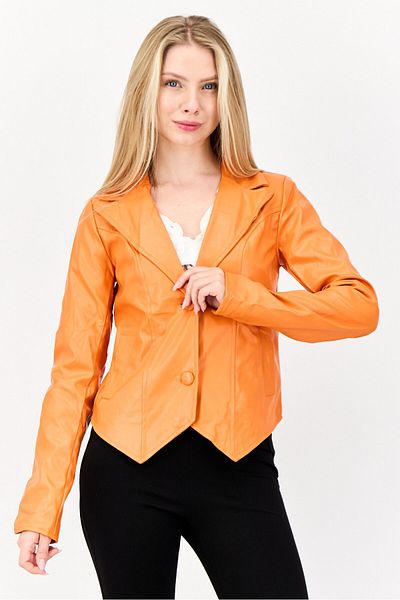 Heartbreak Women Regular Fit Plain Casual Blazer, Orange