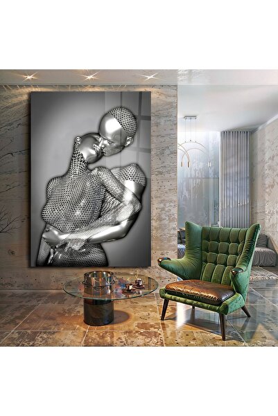 aylintac Modern Sculpture Love Tempered Glass Painting, Home and Office Wall Decor Gift Large Painting Durable Glass