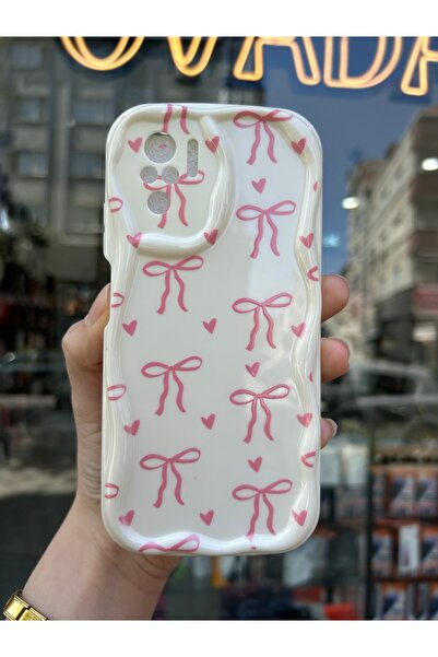 OVADA Xiaomi Redmi Note 10/Note 10S Uyumlu Kurdele Ve Kalp Desenli 3D Dalga K...