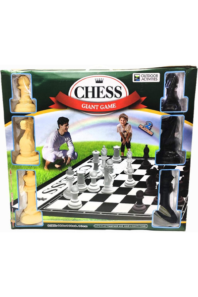 Fitness World مجموعة لعبة شطرنج عملاقة كاملة مع قطع شطرنج بلاستيكية كبيرة 160...