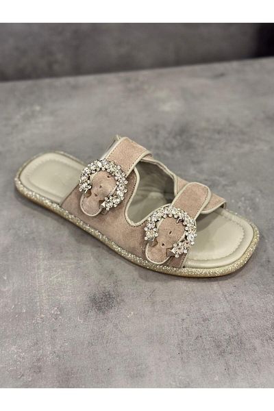 Zeyn Handmade Genuine Suede Leather with Stone Detail