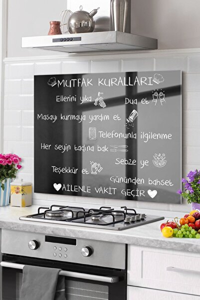 Genel Markalar Premium Mutfak Cam Ocak Arkası Koruyucu Tezgah Ankastre Arkası...