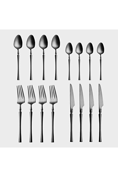 VAV GET 16-Piece Flatware Cutlery Set Service for 4 People, Elegant & Durable Design, Black.