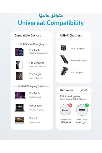 Anker كيبل شحن انكر 322 من تايب سي إلى تايب سي 6 قدم