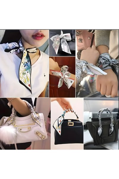 MAHLA Design Double-Sided Foulard, Thin Shawl, Neck Wrap, Bag Accessory