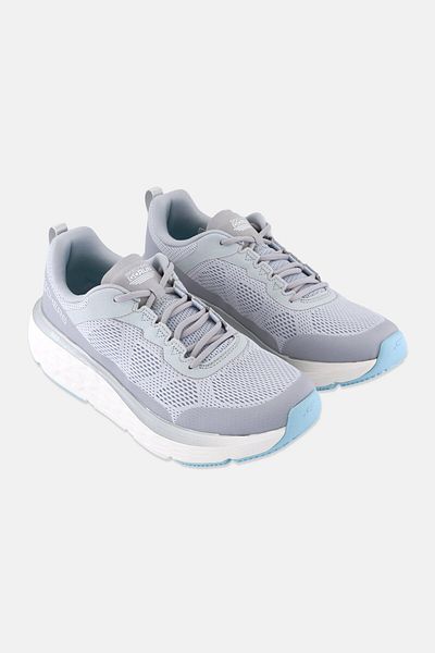 SKECHERS Women Max Cushioning Delta Lace Up Running Shoes, Light Grey