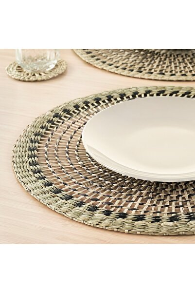 IKEA PENNFISK Place mat, natural/sedge handmade, 37 cm