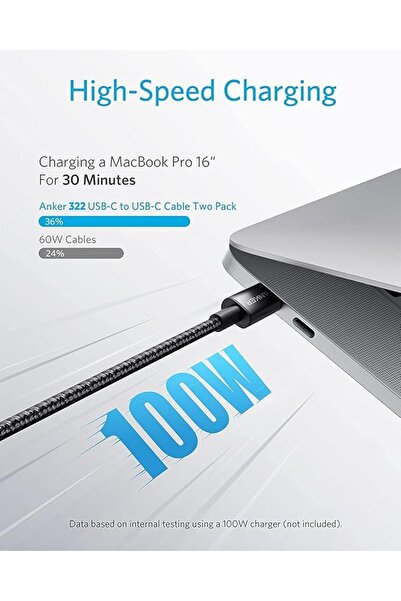 Anker كيبل شحن انكر 322 من تايب سي إلى تايب سي 6 قدم