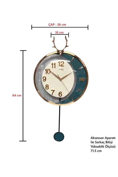 Enarose Bombe Camlı Sarkaçlı Duvar Saati A151741