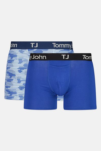 Tommy John Men 2 Pack 4 Inseam Brand Logo Boxer Briefs, Multicolour