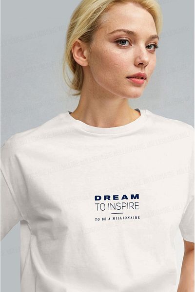 Millionaire Women's Ecru White Inspire Regular Fit Regular Fit T-Shirt